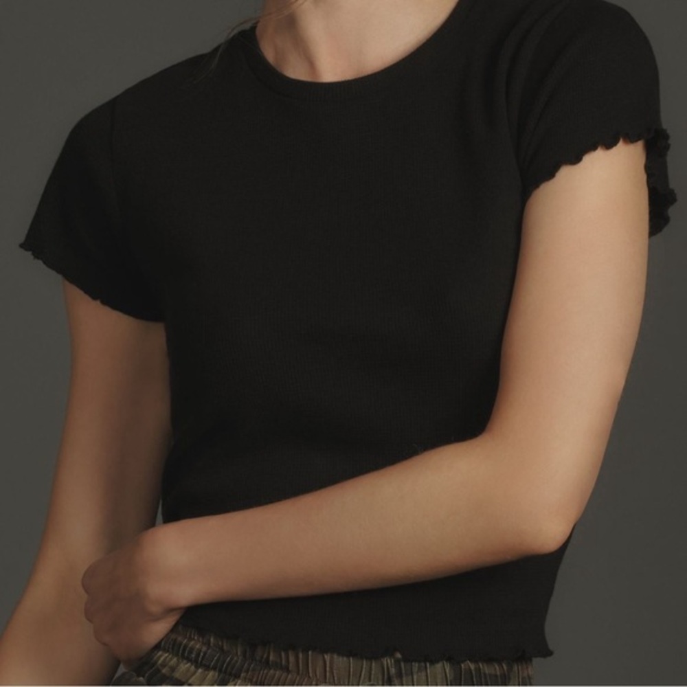 Anthropologie Black Short Sleeve Top